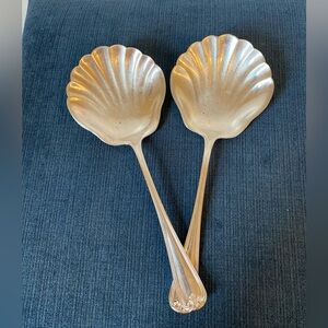 Gorham Heritage silver plate vintage clamshell serving spoons